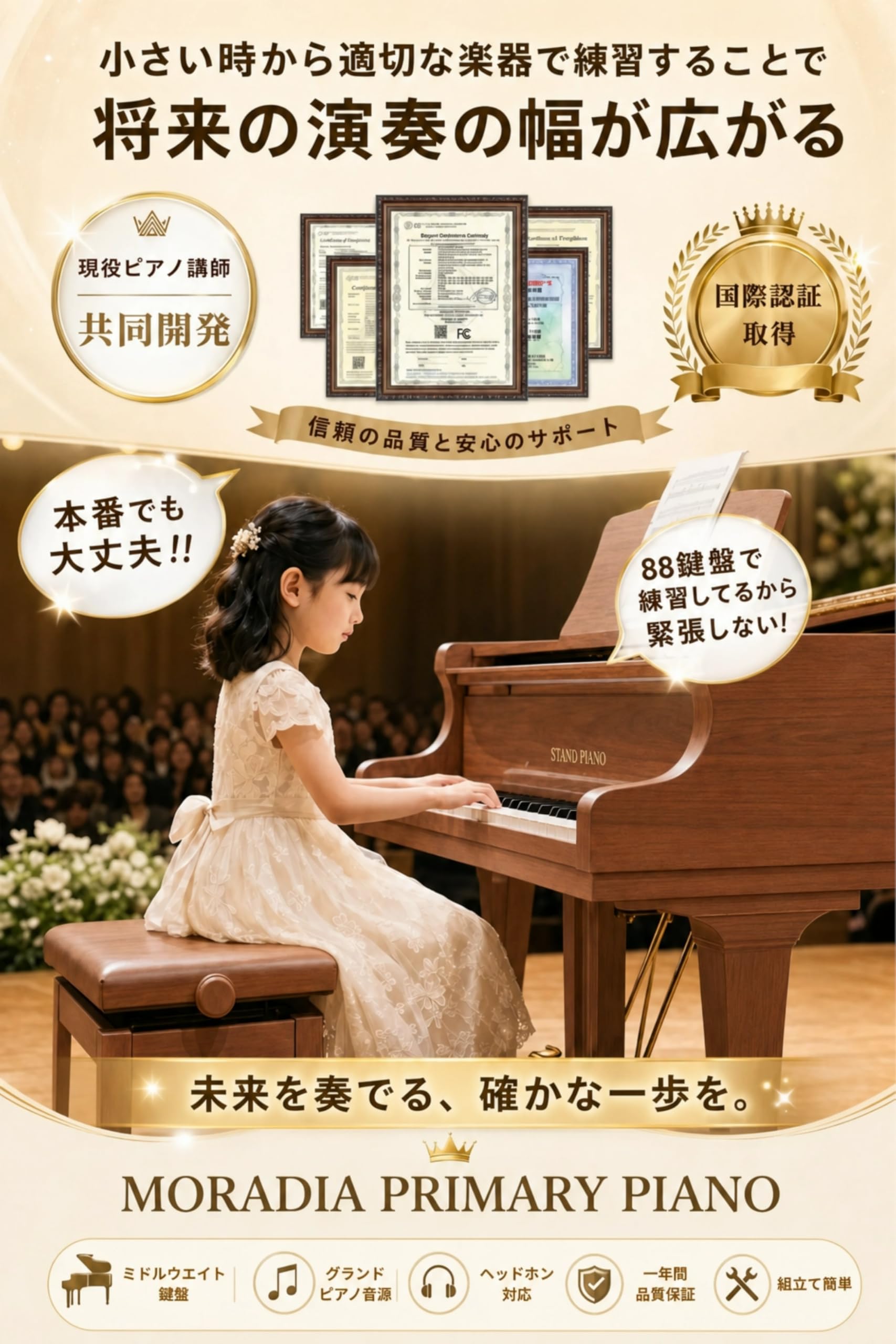 Amazon | 【2027年式・ピアノ講師監修・Bluetooth対応】 電子ピアノ 88